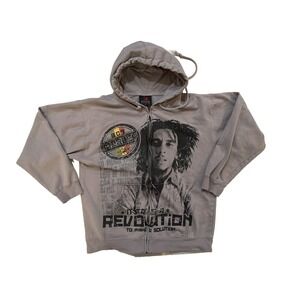 Bob Marley Revolution Hoodie Med Zion RootsWear Rasta Reggae Zip Sweatshirt Y2K